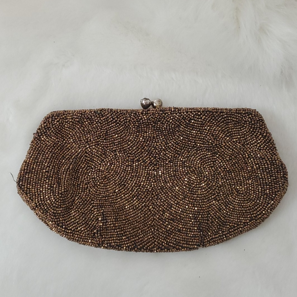Vintage Walborg beaded brown purse bag